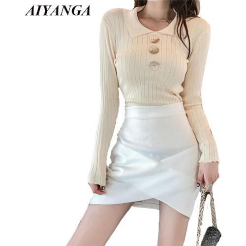 2018 long Sleeve Knitted Sweaters Women Autumn Winter Sweaters and Pullovers Slim Elasticity Knitting Under Shirt Tops Female