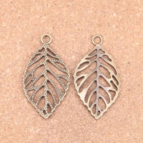 28pcs Charms hollow leaf 49x26mm Antique pendant,Vintage Tibetan Bronze,DIY bracelet necklace