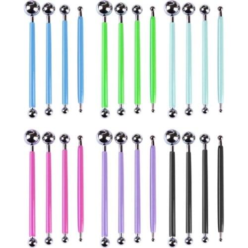 4pcs Sculpture Modeling Tools Dual-Ended Ball Stylus Clay Dotting Sculpting Modeling Polymer Clay Tools