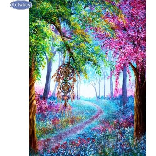 5D DIY full Square drill Diamond painting Cross stitch Colored tree Rhinestone embroidery feather Mosaic home decor Mosaic gift