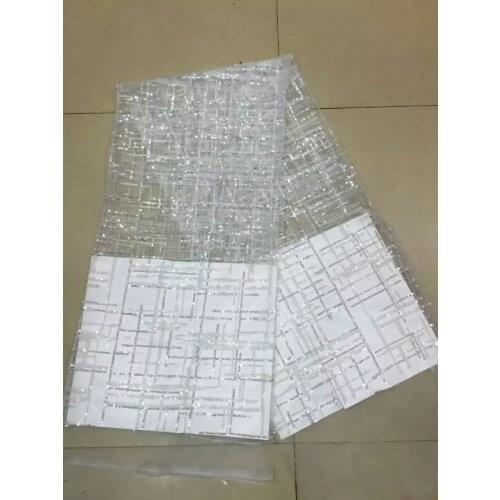 White sequin lace elegant floral plaid dress lace fabric