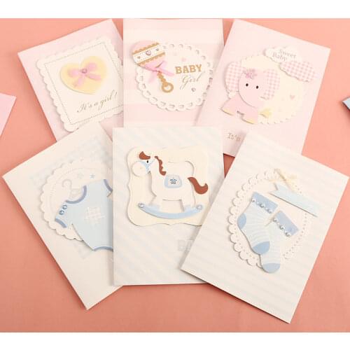 6pcs Korean Creative Cartoon Birthday Greeting Card Childrens Day Thank-You Card party supplies thank you stickers
