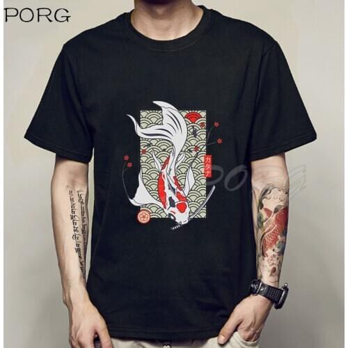 KOI Fish Japan Tattoo Style Japanese Koi Carp Fish T Shirts Women Men T-Shirt Male Female Slim Fit Unisex Short Sleeve Teeshirt