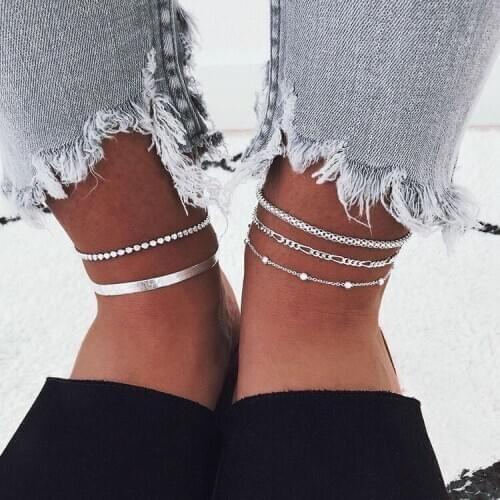 HI MAN European Fashion Multi-layer Chain Anklet For Women Punk Hip Hop Shiny Cool Street Art Fashion Party Jewelry Accessories