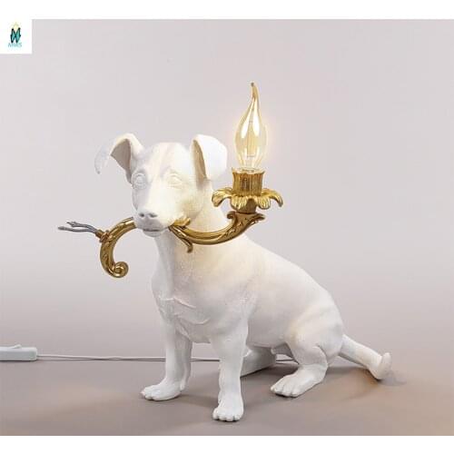 Italy Rio Puppy Table Lamp Resin Carved Exquisite Living Room Lighting Lamp Gift Bedroom Bedside Decoration Table Lamp Ornaments