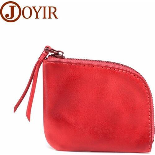 JOYIR Women Men Change Bag Credit Card ID Holder Coin Purse Mini Wallets Genuine Leather Coin Purse Money Bag Pouch High Quality