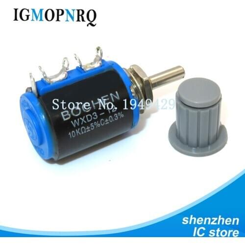1PCS WXD3-12 1W 10K 4.7K 3.3K 2.2K 1K Series resistance ring multi-circle precision wire-wound potentiometer+1PCS Grey knob