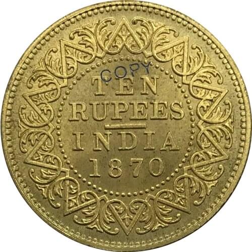 1870 British India Ten Rupees gold coin Collectibles Brass Copy Coin
