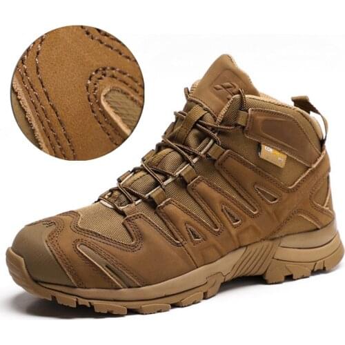 Mens Outdoor Hiking Climbing Shoes Army Fans Tactical Training Military Boots Leather Nylon Wear-resistant Non-slip Combat Boot