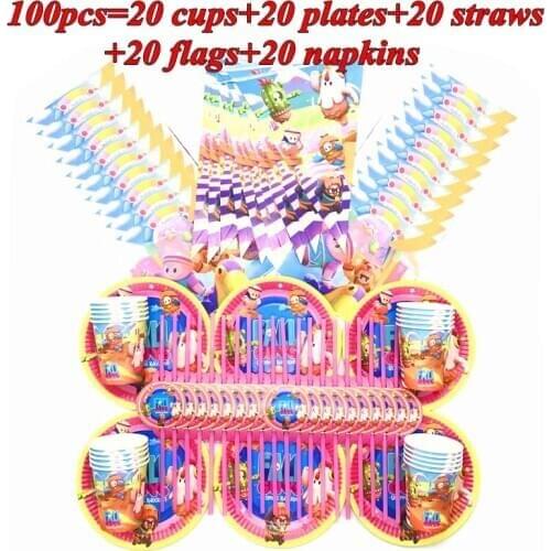 Full Guys Game Theme Party Decoration Tableware Set Paper Plates Cups Napkins Straws Flags Baby Shower Birthday Party Supplies