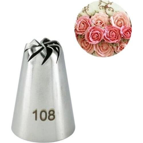 1PC Russian Drop Rose Icing Piping Nozzles Stainless Steel Flower Mouth Cream Pastry Tips Nozzles Bag Cake Decorating Tools #108