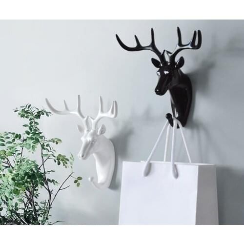 Creative Deer Head Wall Hanging Hook Vintage Deer Antlers for Clothes Hat Scarf Key Deer Horns Hanger Rack Christmas decoration