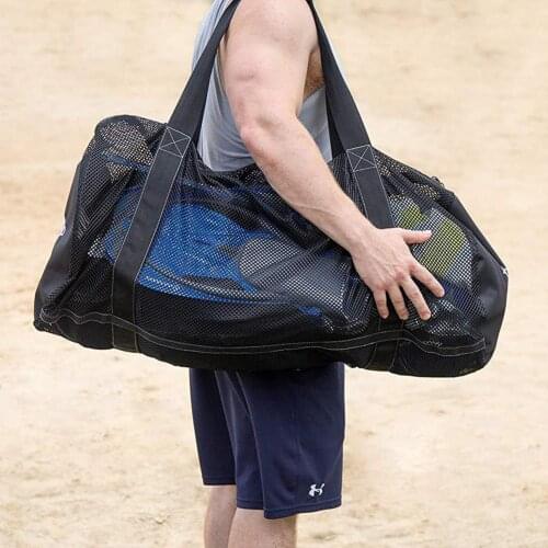 Nylon Beach Bag Durable Large Capacity Mesh Transparent Pouch Organizer Beach Toy Swimsuit Storage Bag