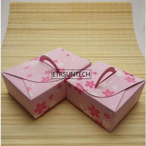 Portable pink sakura cherry blossoms decoration cake box chocolate dessert biscuit boxes cookie package