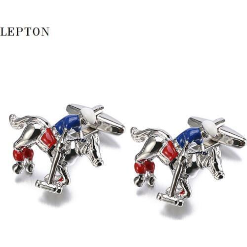 2017 Sale Real Tie Clip Horse Cufflinks Lepton Brand Metal animal Horse Cuff links For Men Shirt Cuff Cufflink Relojes gemelos