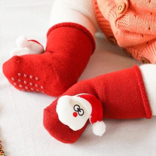 Christmas Winter Long Socks Toddler Baby Anti Slip Child Boy Girls Newborn Infant Thermal Warm Cotton Terry Thick Knee High Sock