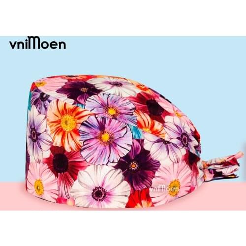 Unisex Scrub Cap 100% Cotton Tie Back Dental clinic nursing cap lab Beauty salon work cap high quality scrub hat nursing hat