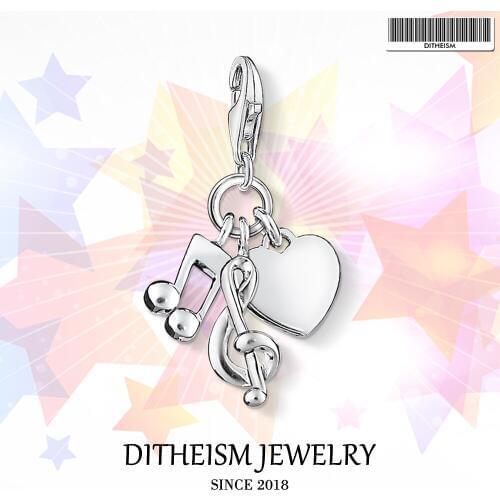 Love Music Charms Pendant,2018 Fashion Jewelry 925 Sterling Silver Musical Trendy Gift For Women Girls Fit Bracelet Necklace Bag