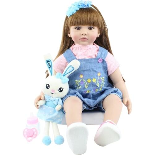 60 CM Silicone Reborn Toddler Doll Toy Lifelike Vinyl Princess Baby With Cloth Body Alive Bebe Dress Up Girl Birthday Gift