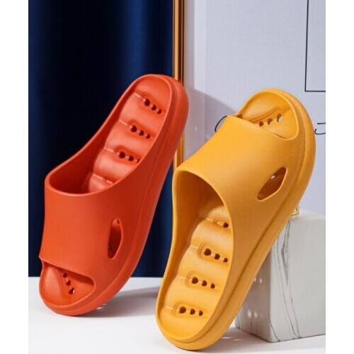 Female bathroom slippers breathable non-slipes thick bottom water leakage men shoes women slippers quick drying indoor summer