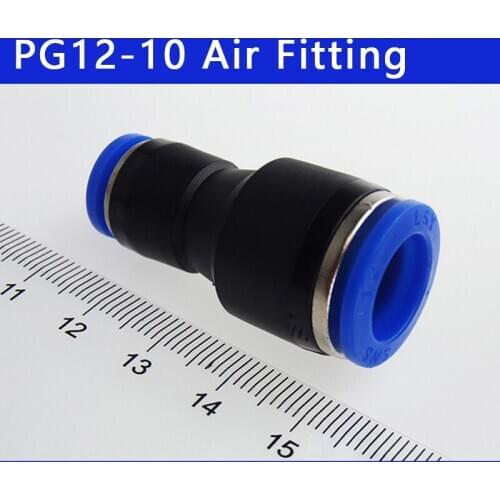 High quality 100pcs PG12-10 Unequal Diameter Air Tube Fitting Straight Union,One Touch Push In Pneumatic Fitting Connectors