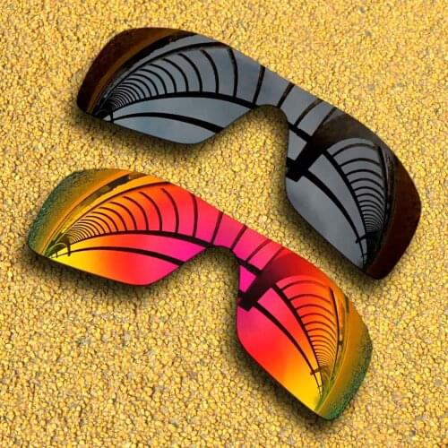 Black&Midnight Sun Mirrored Polarized Replacement Lenses for-Batwolf Frame 100% UVA & UVB