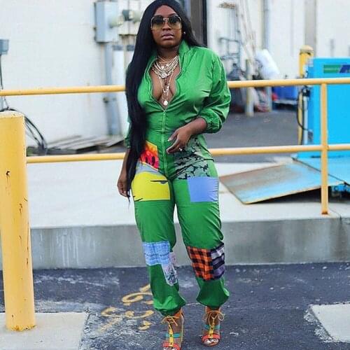 Front Zipper Streetwear Rompers Womens Jumpsuit Long Sleeve Patchwork Night Party Club Overalls Casual One Piece Outfits Macacao