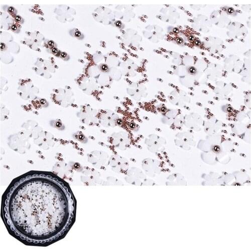 1 Box Flowers 3D Nail Rhinestone Dazzling Diamonds Nail Art Accessories Mixed Steel Balls 3D Nail Polish Decals DIY