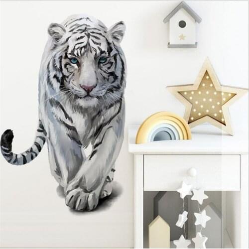 1PCS New Ferocious Tiger Decorative Wall Stickers For Childrens Room Living Room Bedroom Creative PVC Art Home Decals 30*60CM