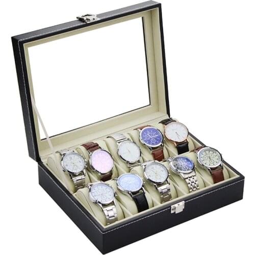 10 Leather Watch Box Wooden Display Storage Box Retro PU Leather Watch Packaging Bags for Business Jewelry Organizer