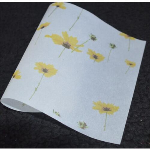 200pcs/lot,Printed Yellow flower 15x21cm 5.9''x8.3'soap paper packing paper Oil wax paper custom gift oil proof paper