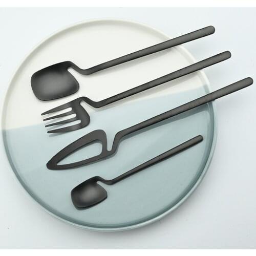 32Pcs Cutlery Set Spoon Knife Fork Matte black Tableware Sets 304 Stainless Steel Dinnerware Kitchen Flatware Dishwasher safe