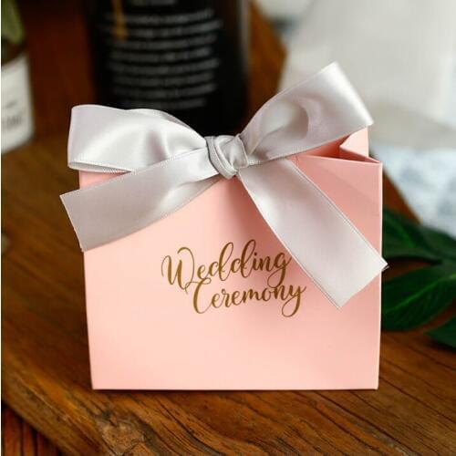 50 Pcs Mini Pink Wedding Favors Gift Bags Candy Boxes Party Gift Box Return Present Box Paper Bag Bomboniera Chocolate Box