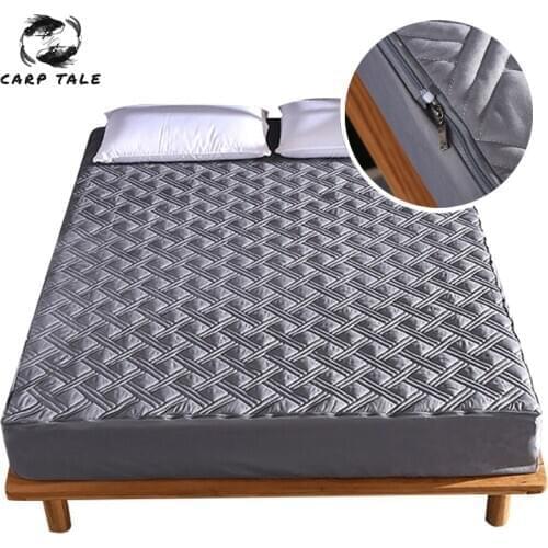 8 Colors Bed Mattress Cover With Zipper Quilted All Inclusive Soft Fiber Topper Thick Mattress Protector Pad Covers Anti-mite