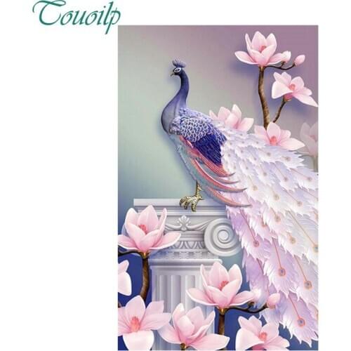 Full drilling 5D DIY Diamond embroidery pink peacock ,flowers , 3D cross stitch ,100% complete DIY diamond painting round&Square