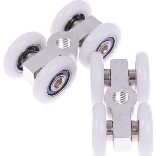 2Pcs shower room Aluminum four-wheel hanging pulley roller for bathroom glass slide door waterproof bearing crane toilet door