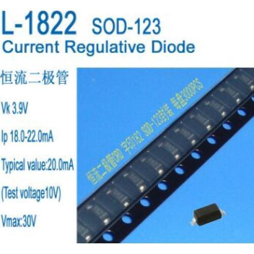 Free shipping 50pcs/lot CRD Constant Current Diode 20mA LED Lamp Application L-1822 SOD-123 ip:18-22MA