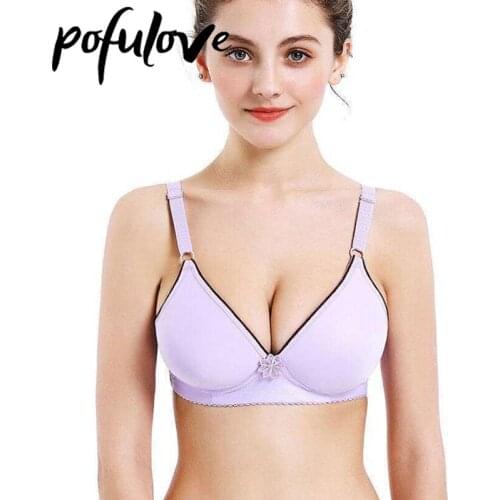 Push Up Bras for Women Plus Size Floral Bra Wireless Thin Gather Underwear Seamless Bralette Solid Female Brassiere Sexy Pink