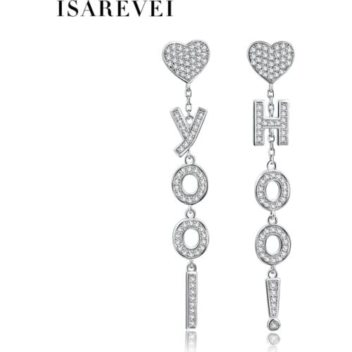 Letter Tassel Long Drop Earrings 925 Sterling Silver Pixel Charm Zircon Cute Earrings Jewelry Accessories For Women