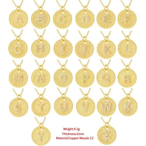 Dramatic Round Pendant Necklace Simple Personality Round Brand Full Diamond Zircon Clavicle Chain Set Diamond 26 Letters