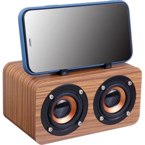 Double Horn Wooden Bluetooth Speaker with AUX Audio Playback and Micro-USB Interface for Mobile Phone / PC