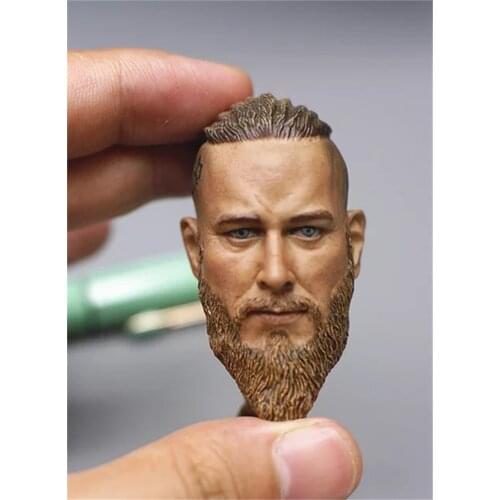 In Stock For Sale 1/6th Old Viking Man Long Hair War Male Head Sculpture For Usual 12inch Doll Action Figure