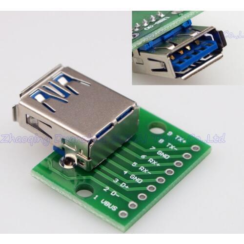 USB 3.0 female socket turn to DIP module Welded adapter plate