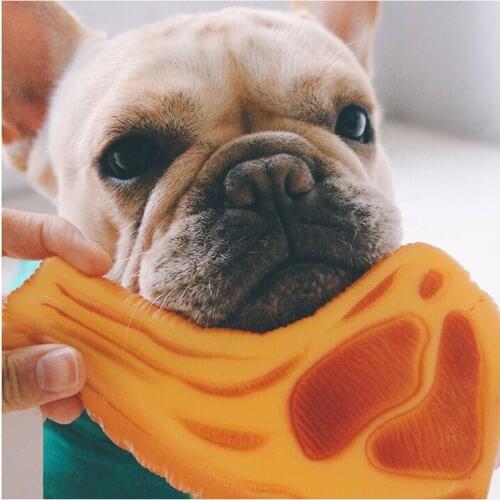 Artificial Beefsteak Rubber Dog Toys Squeaky Squeaker Toys Dog Cat Pet Chew Toy Pet Dog Cat Puppy Training Toy 1pc