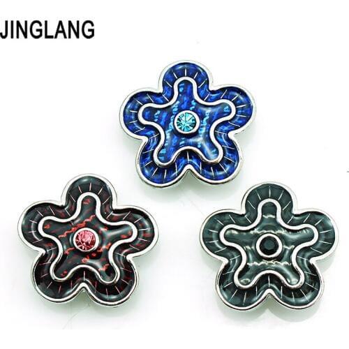 JINGLANG Free Shipping Fashion 3 Color Oils Star 18mm Snap Button Metal Clasp DIY Interchangeable Bracelets Jewelry Accessories