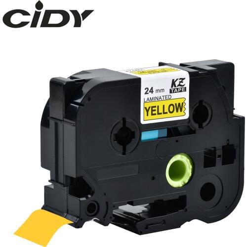 CIDY Tze 651 Tz651 Black on yellow Laminated Compatible P touch 24mm tze-651 tz-651 tze651 Label Tape Cassette Cartridge