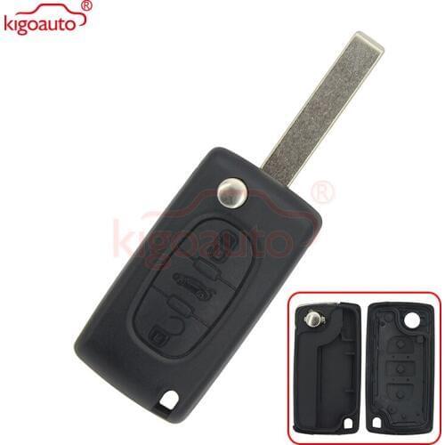 Kigoauto CE0523 3 Buttons middle trunk button HU83 key blade Flip Remote car Key Shell Blank Cover For Citroen key case