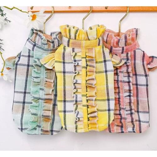 Summer Pet Clothes Puppy Dog Costume Chihuahua Pug Pets Dogs shirt for Small Medium Dogs Puppy Plaid Shirt