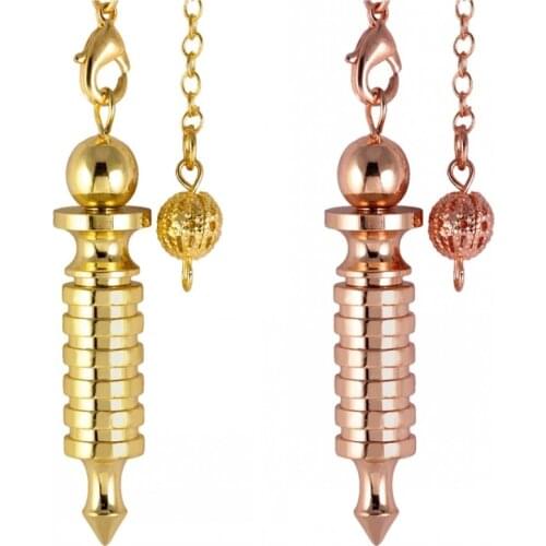 ARLIE 1pc Metal Pendulum for Dowsing Divination Healing Spiritual Wicca Women Men Amulet Screw Shape Pendule Chain Charm Jewelry