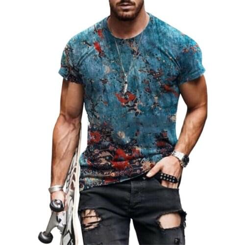 VICABO Mens Clothing Vintage Printed Short Sleeve Casual T-Shirt 2021 Summer Holiday Man Tshirts Loose Men Tops